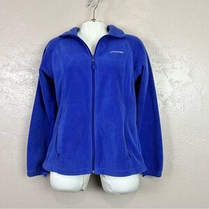 Columbia Women's Fleece Jacket Size‎ M Blue Full Zip Pockets Outdoor Logo